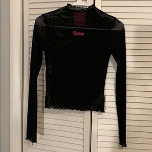 Forever 21xBarbie see through crop top Barbie logo